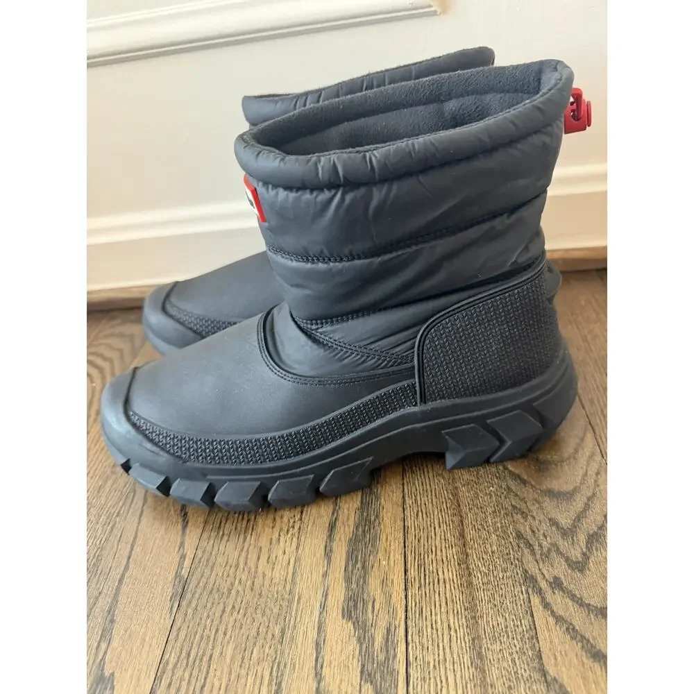 Hunter Intrepid Insulated Warm Snow Short Womens Boots Black US Sz 9 NEW $165